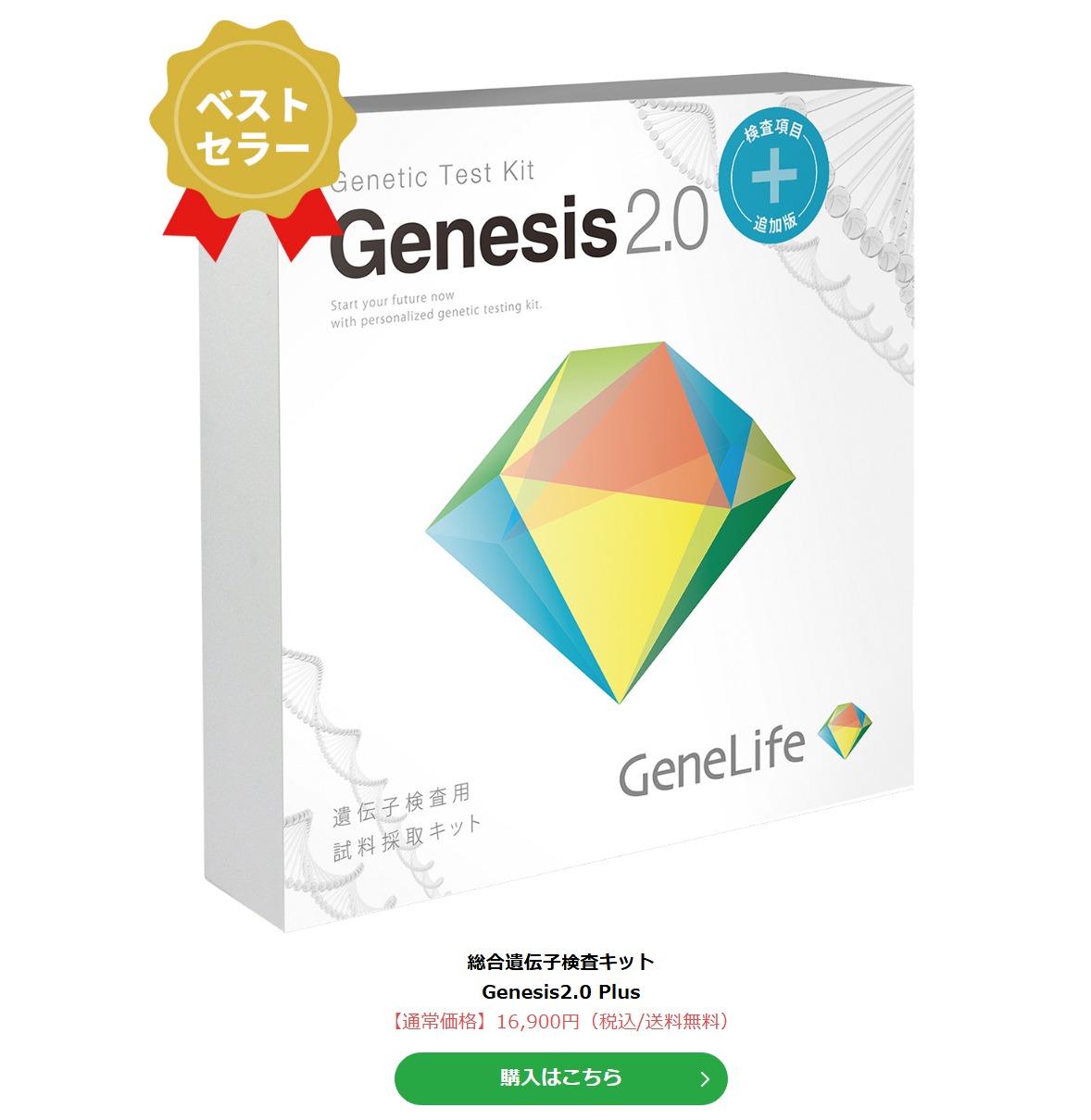 GeneLife Genesis2.0 Plus公式サイトに記載された280万人の実績と料金(2026年4月時点)